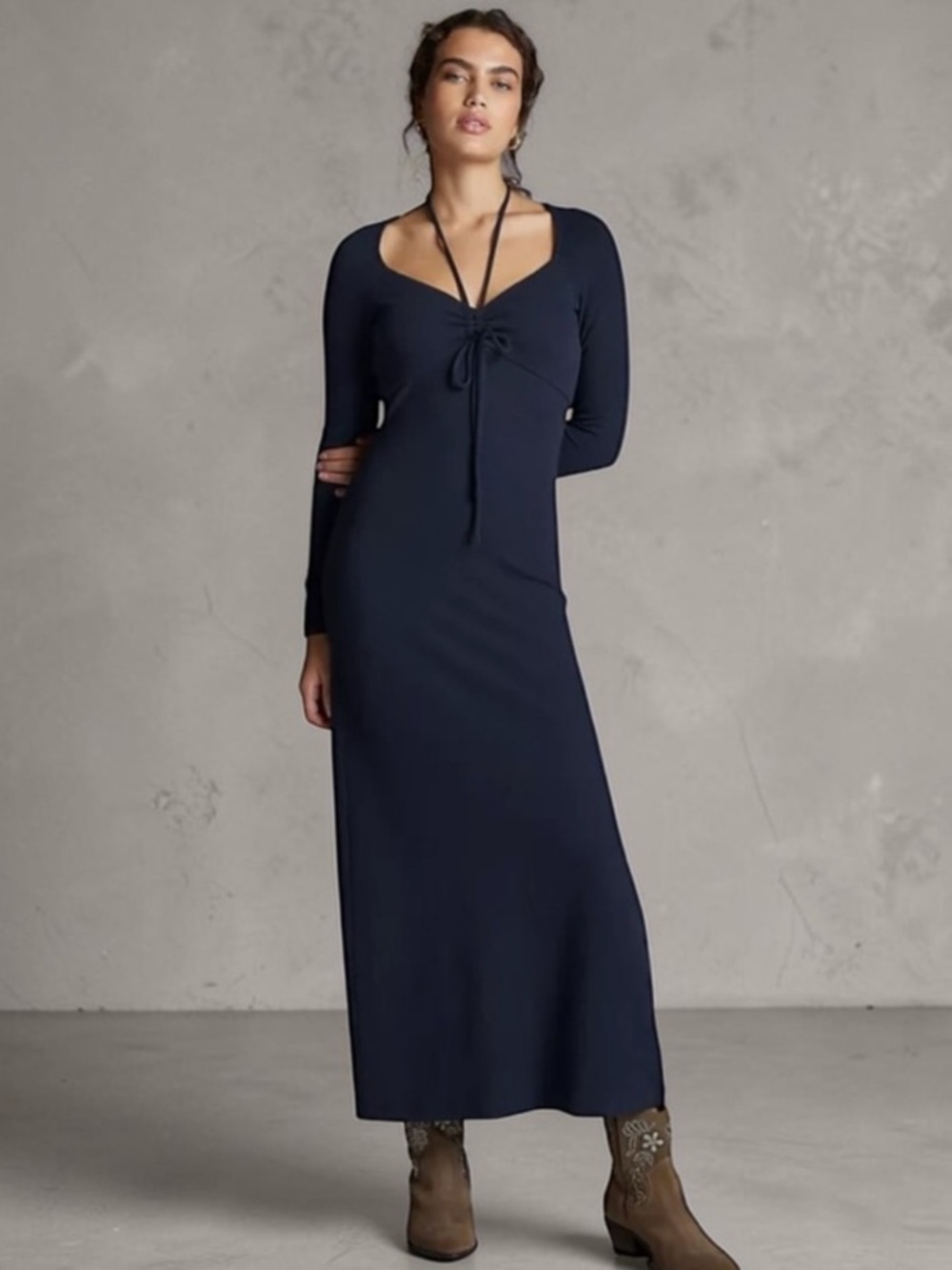 Anthropologie Tie-Front Midi Dress Small Petite